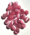 25 8mm Round Pink Fiber Optic Cats Eye Beads